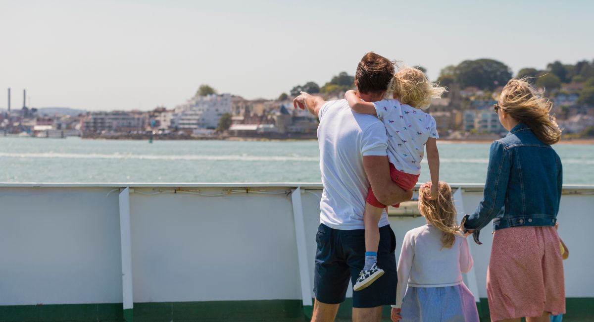 Family coming into Cowes on the ferry, Isle of Wight